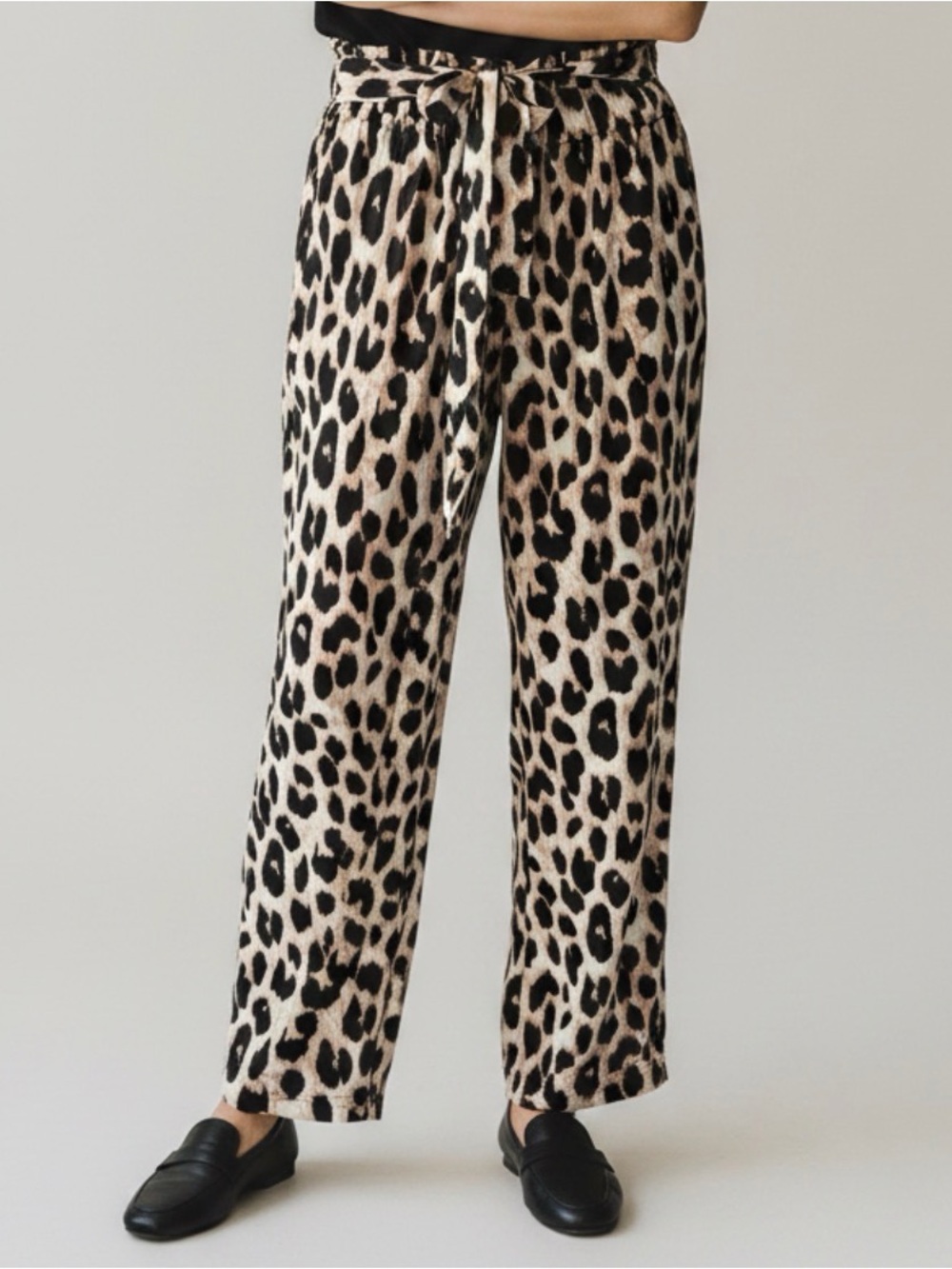 SHEIN Leopard Print Sash Tie Pants